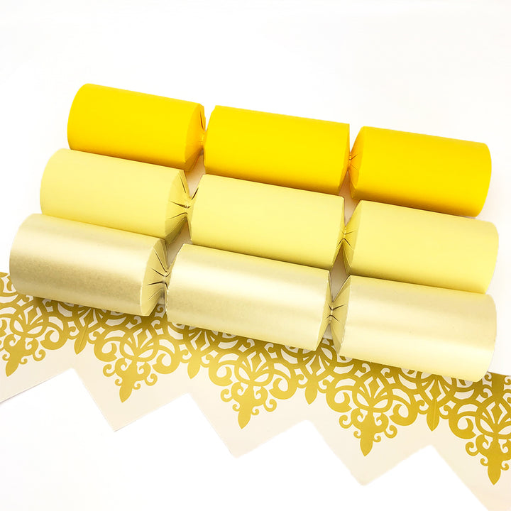 Shades of Yellow | Craft Kit to Make 12 Crackers | Recyclable | Optional Raffia