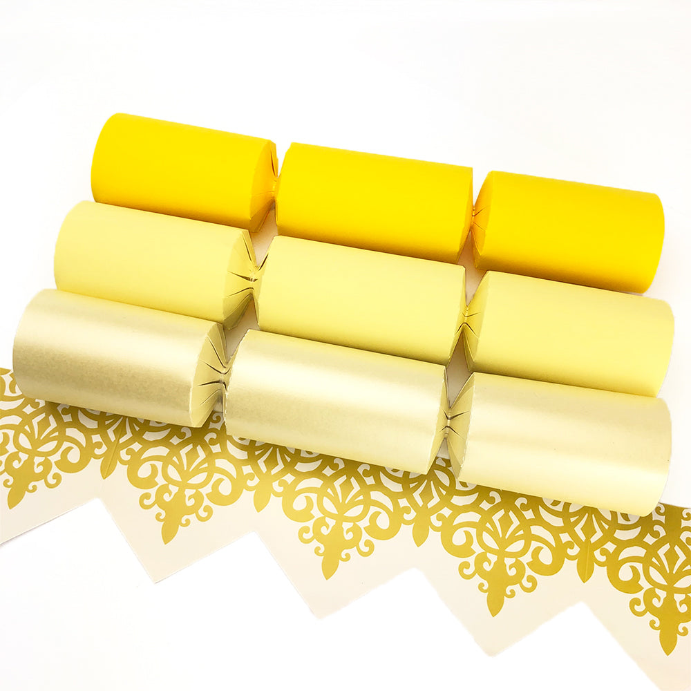 Shades of Yellow | Craft Kit to Make 12 Crackers | Recyclable | Optional Raffia