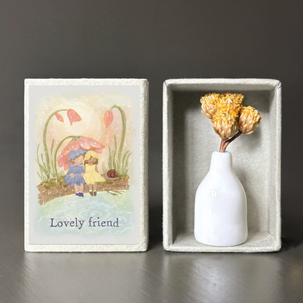 Lovely Friend | Matchbox Vase & Dried Flowers | Little Gift | Cracker Filler