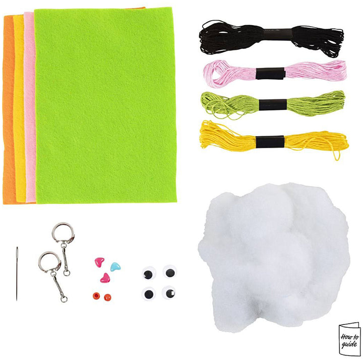 Frog &amp; Teddy | Felt Keyring Sewing Kit | Complete Kids Craft Kit