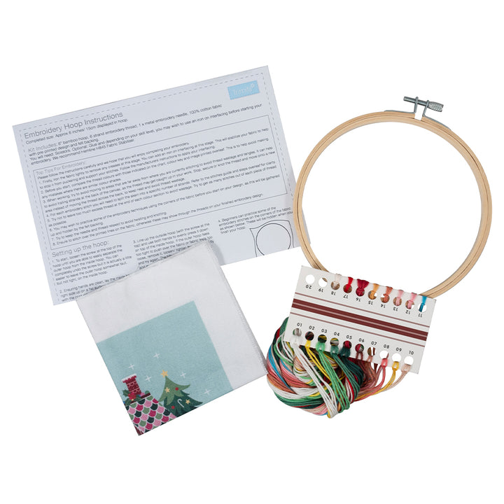 Christmas Gingerbread Cottage | Complete Embroidery Kit with Hoop | 15cm Wide