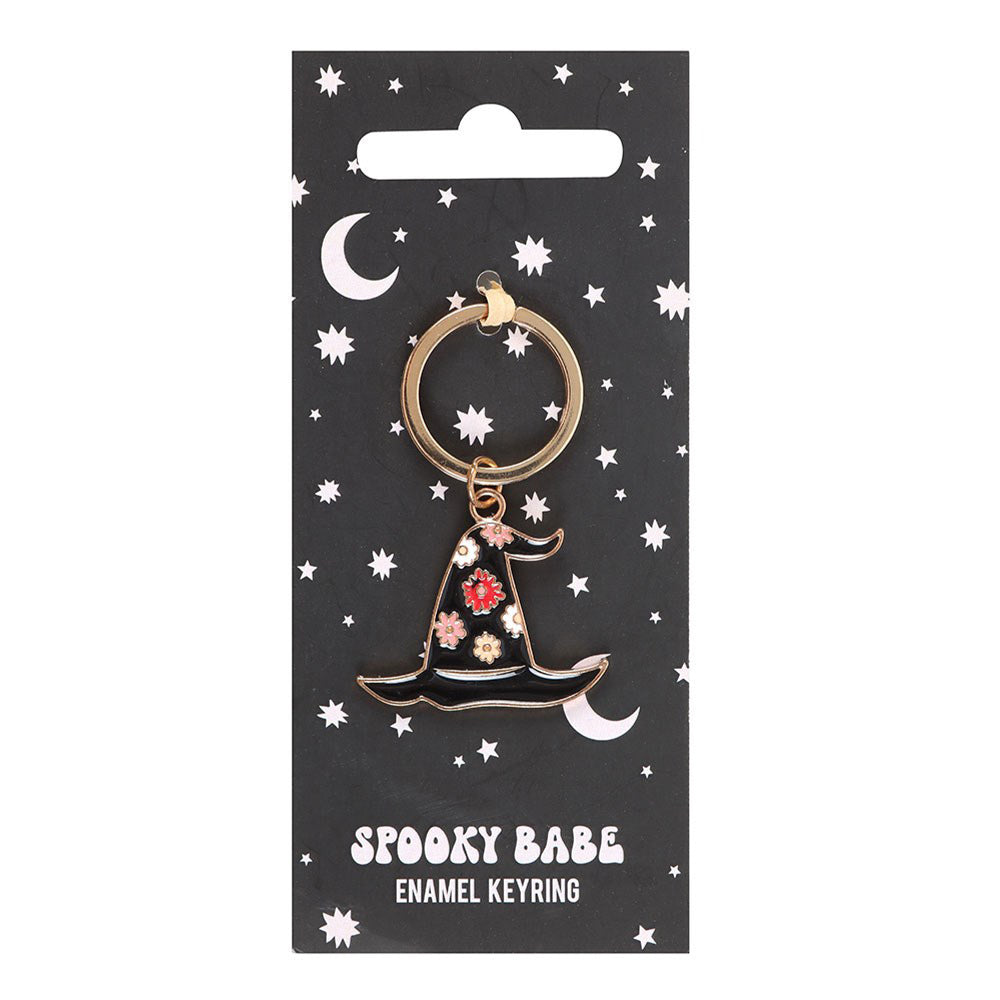 Spooky Babe | Enamel With Hat Keyring | Little Gift | Cracker Filler