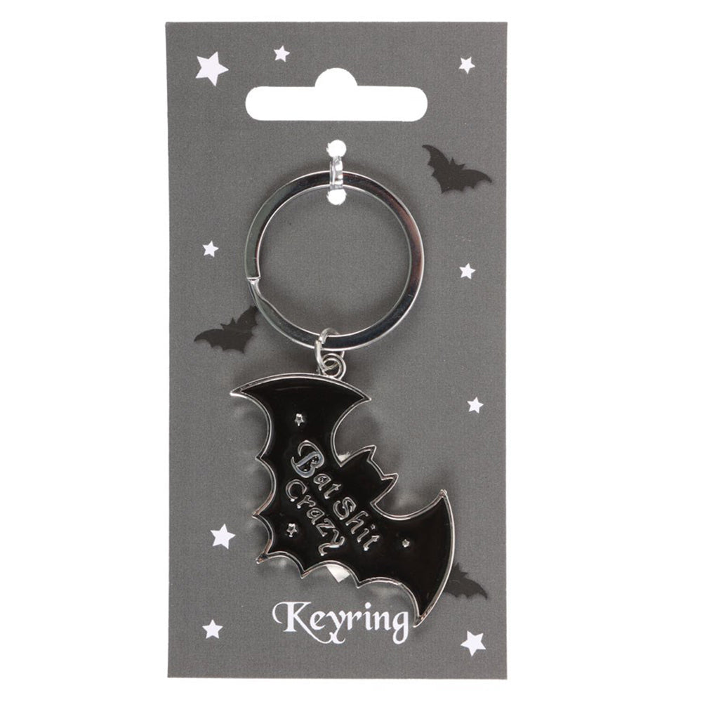 Bat Shit Crazy | Bat Shaped Enamel Keyring | Mini Gift | Cracker Filler