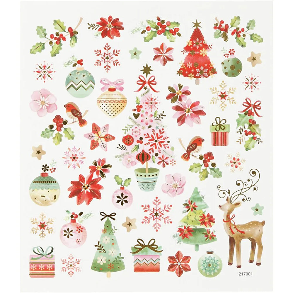Pretty in Pink Christmas | Sheet of Foiled Papercraft Stickers