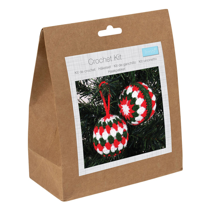 Christmas Baubles | Complete Crochet Kit | Makes Two | 8cm Wide