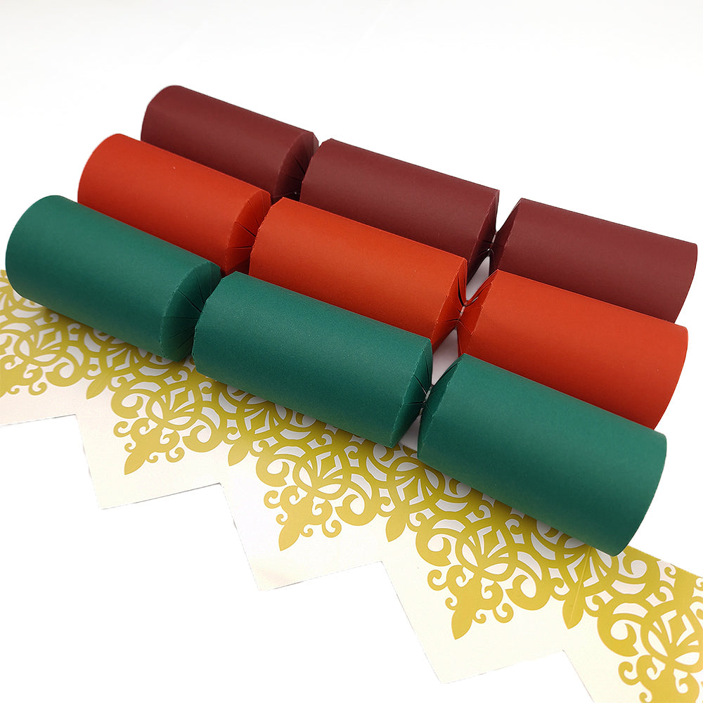 Rich Christmas Tones | Craft Kit to Make 12 Crackers | Recyclable | Optional Raffia