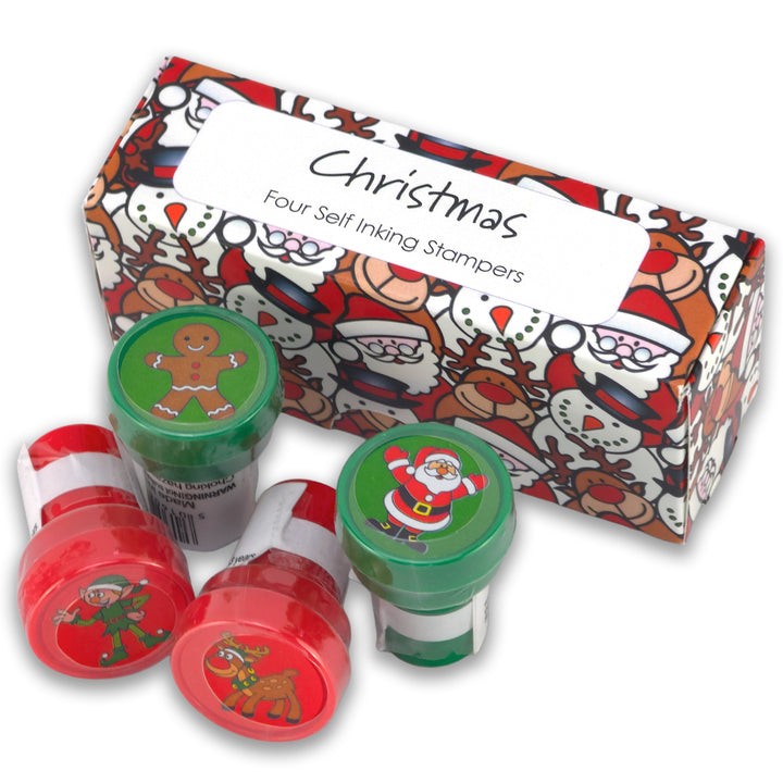 Christmas | 4 Self Inking Stampers for Kids | Cracker Filler | Party Bag Gift