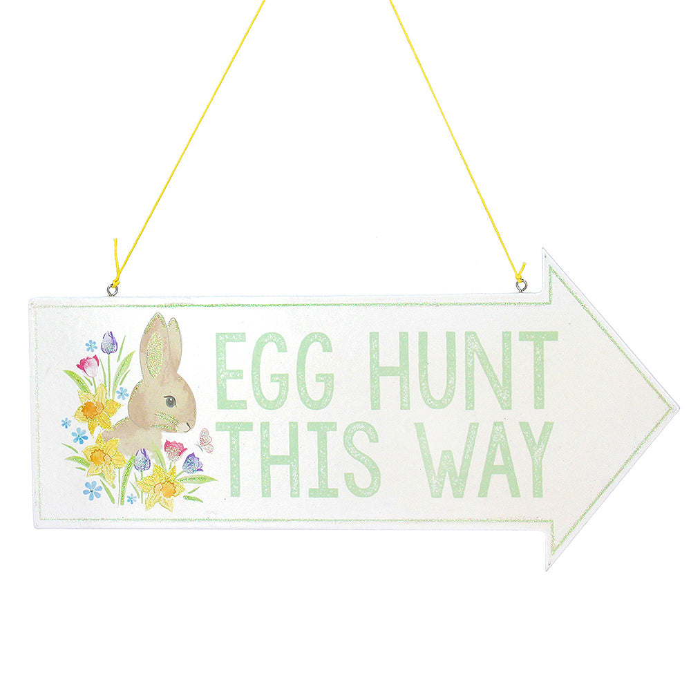 Wooden Easter Egg Hunt This Way Sign | TWO SIDED | Gisela Graham