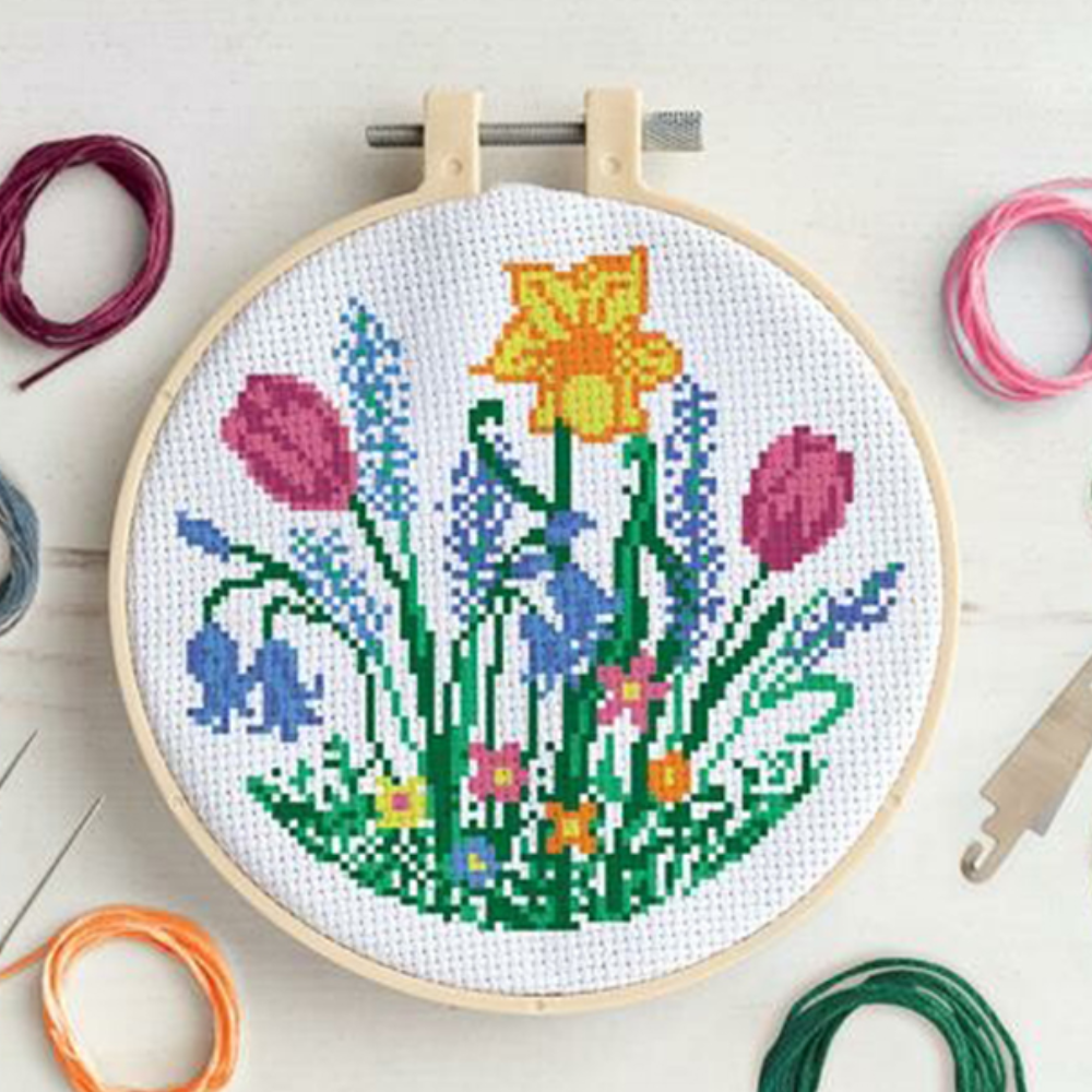 Spring Flower Garden | Complete Cross Stitch Kit | 20cm Hoop