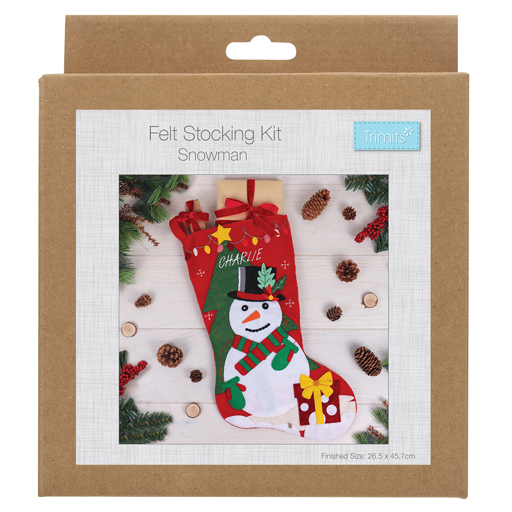 Snowman Felt Stocking | Christmas Sewing Kit | 46cm Long