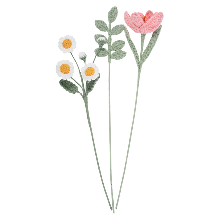 Floral Stems | Makes 3 | Complete Crochet Craft Kit | 42cm Tall