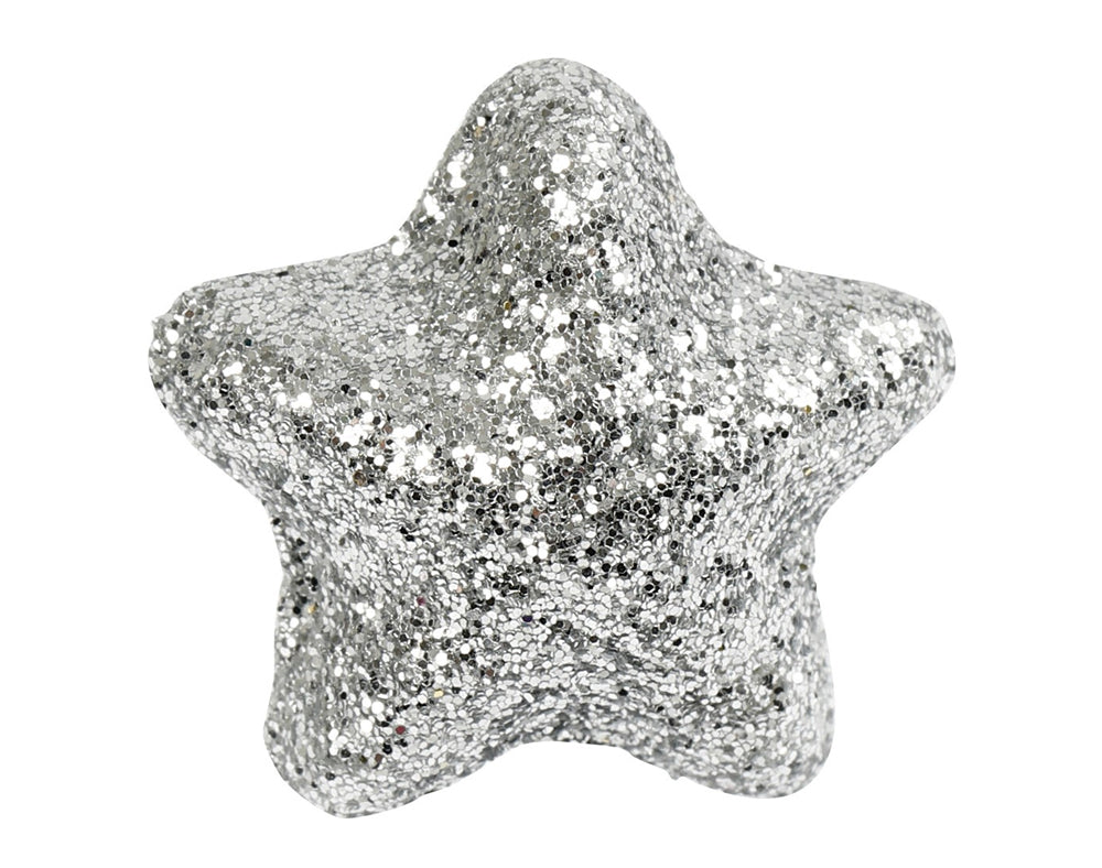 12 Wired Silver Glitter Stars for Christmas Wreaths & Floristry