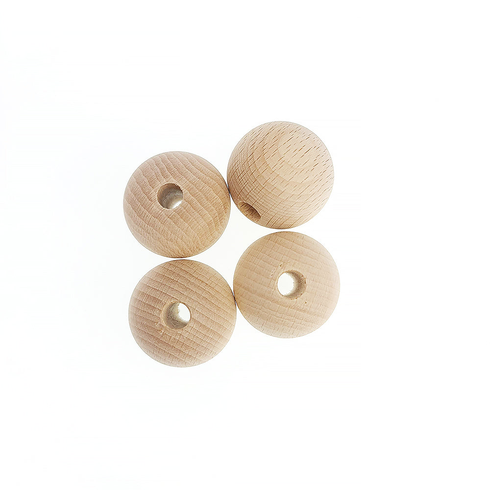 Untreated Round Wooden Beads with Threading Holes for Crafts