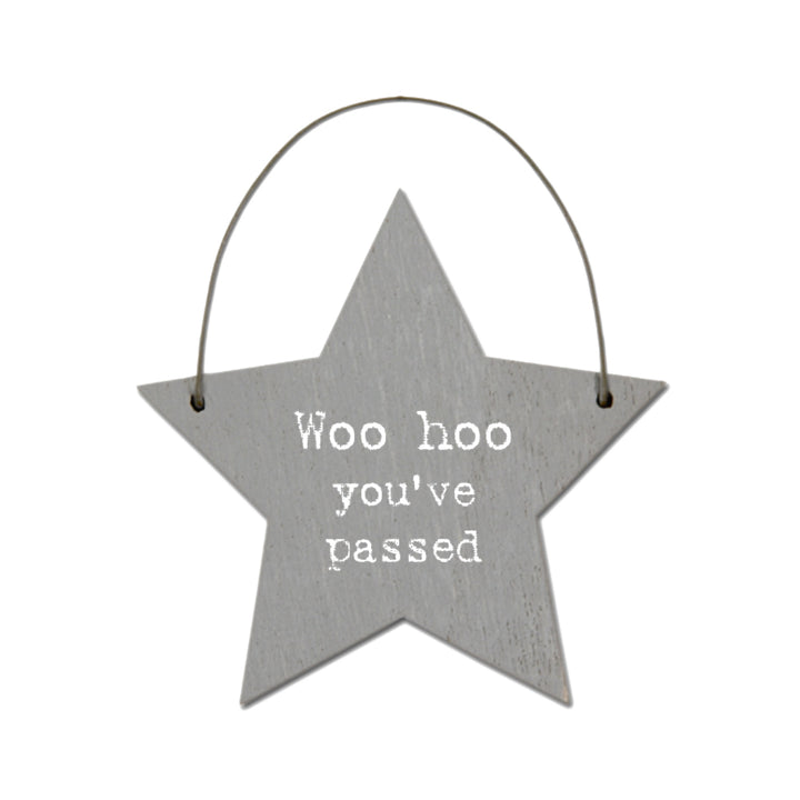 Woo Hoo You've Passed - Mini Wooden Hanging Star - Cracker Filler Gift