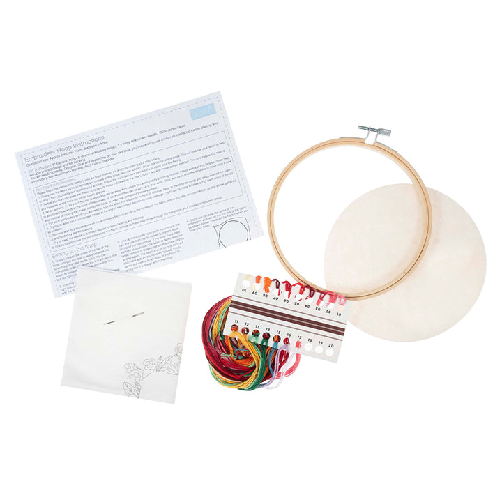 Floral Photo Frame | Complete Embroidery Craft Kit with Hoop | 15cm Wide