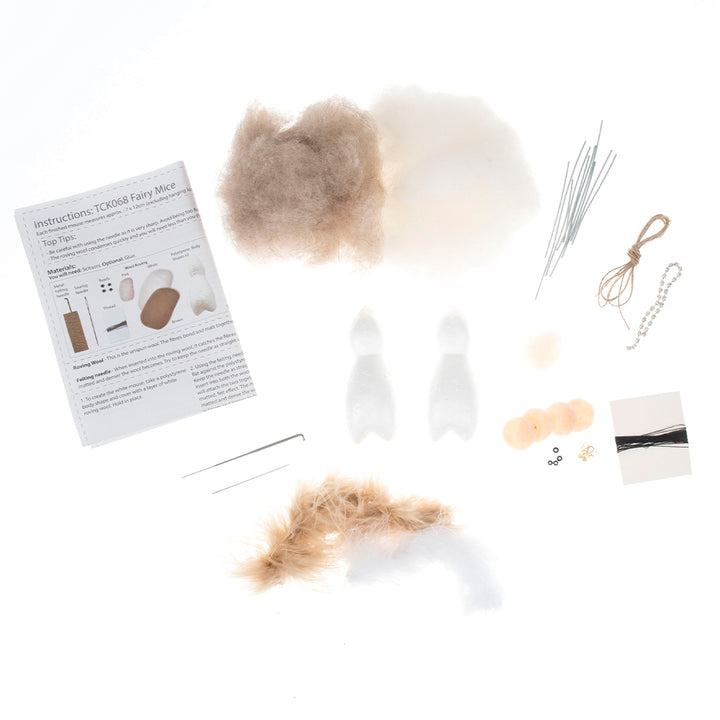 Fairy Mice Duo | Needle Felting Kit | Complete Christmas Craft Kit
