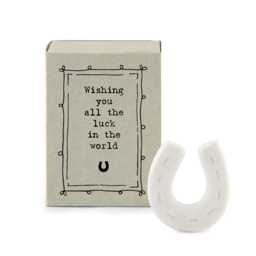 Mini Ceramic Lucky Horseshoe Ornament in a Gift Box | Cracker Filler Gifts