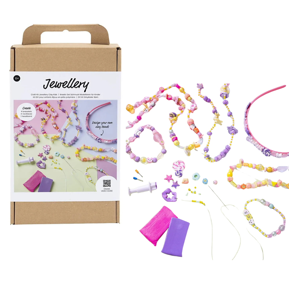 Bead & Clay Jewellery Kit | Starter Craft Set for Kids | Complete Boxed Set
