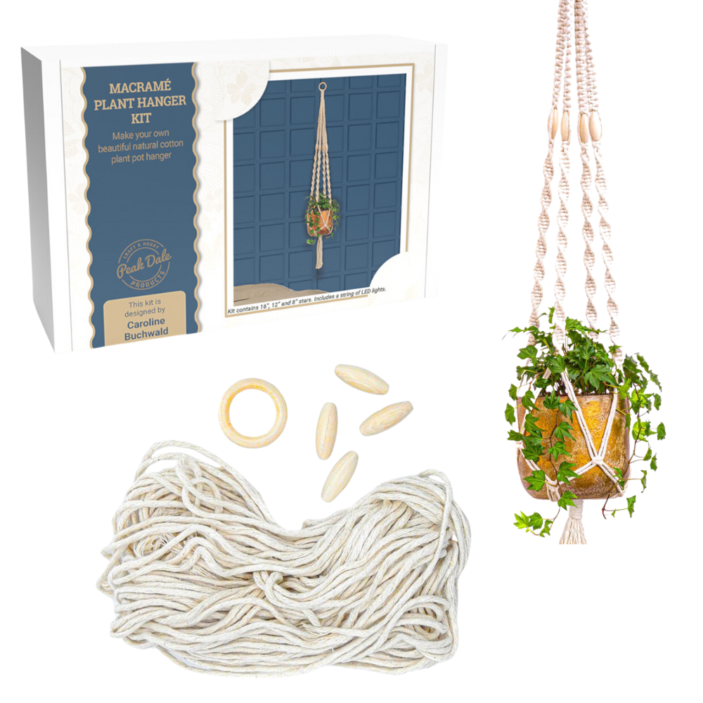 Macrame Plant Pot Hanger | Natural Cotton | Complete Craft Kit