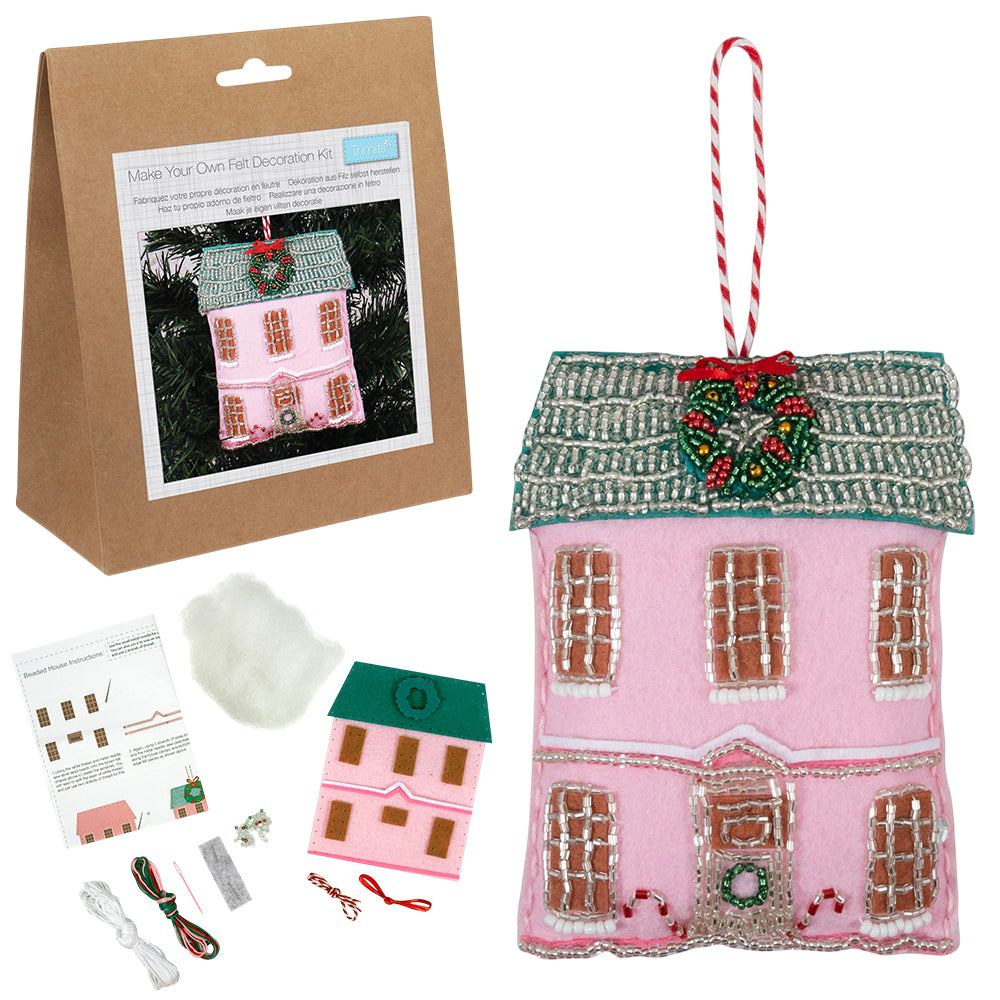 Home at Christmas | Felt & Bead Sewing Kit | Hanging Ornament | Craft Kit