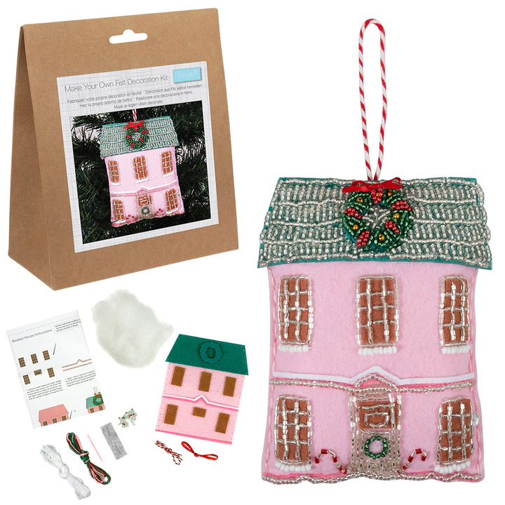 Home at Christmas | Felt & Bead Sewing Kit | Hanging Ornament | Craft Kit