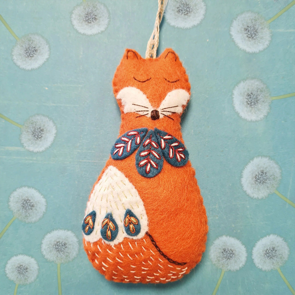 Folk Fox Hanging Ornament | Mini Felt Sewing & Embroidery Kit | Corinne Lapierre