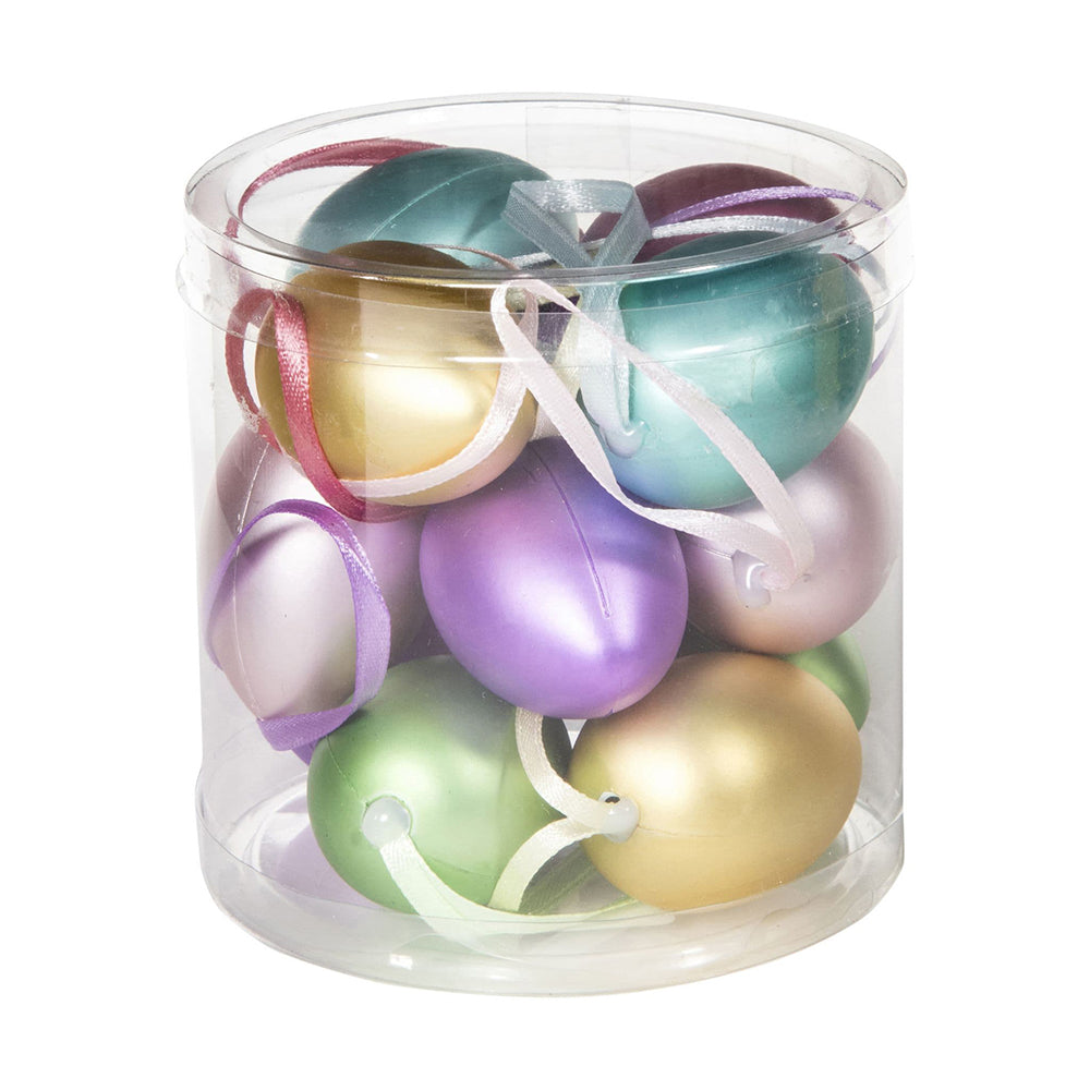 Pastel Pearlescent Eggs | 4cm Tall | 12 Pack | Easter Tree Hanging Decorations