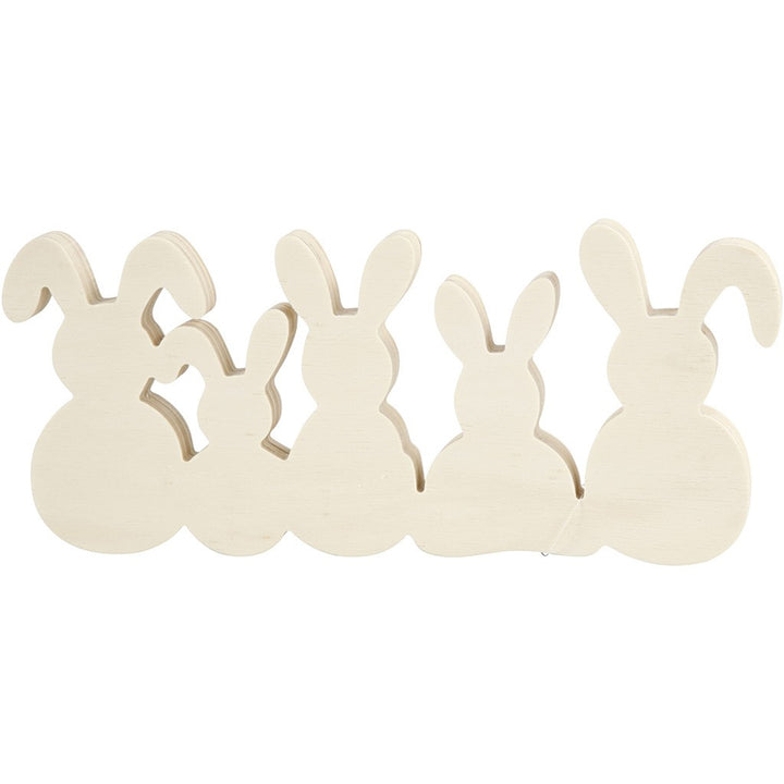Easter Bunny Rabbit Family Freestanding Wooden Shape to Decorate - 30cm