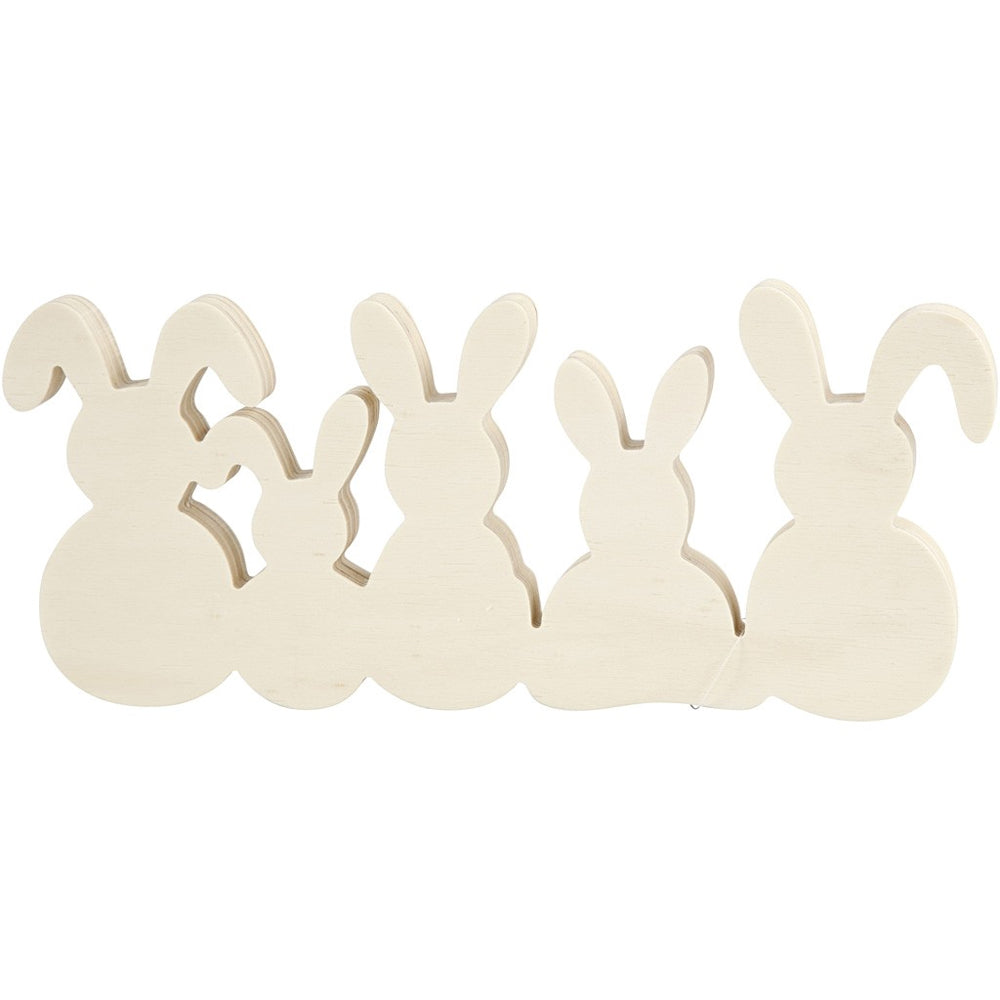 Easter Bunny Rabbit Family Freestanding Wooden Shape to Decorate - 30cm