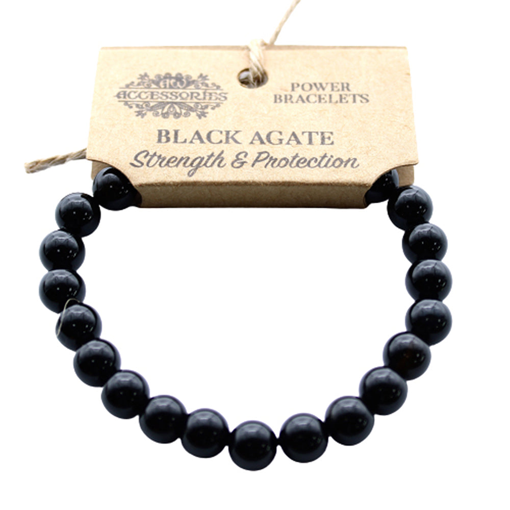Black Agate for Strength | Smooth Crystal Bracelet | Mini Gift | Cracker Filler