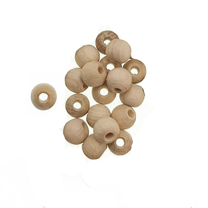 Untreated Round Wooden Beads with Threading Holes for Crafts