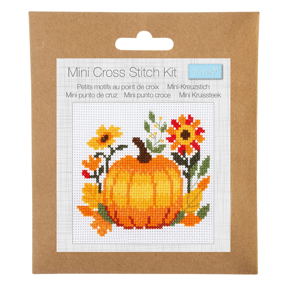 Halloween Pumpkin | Mini Counted Cross Stitch Kit | 13cm Square