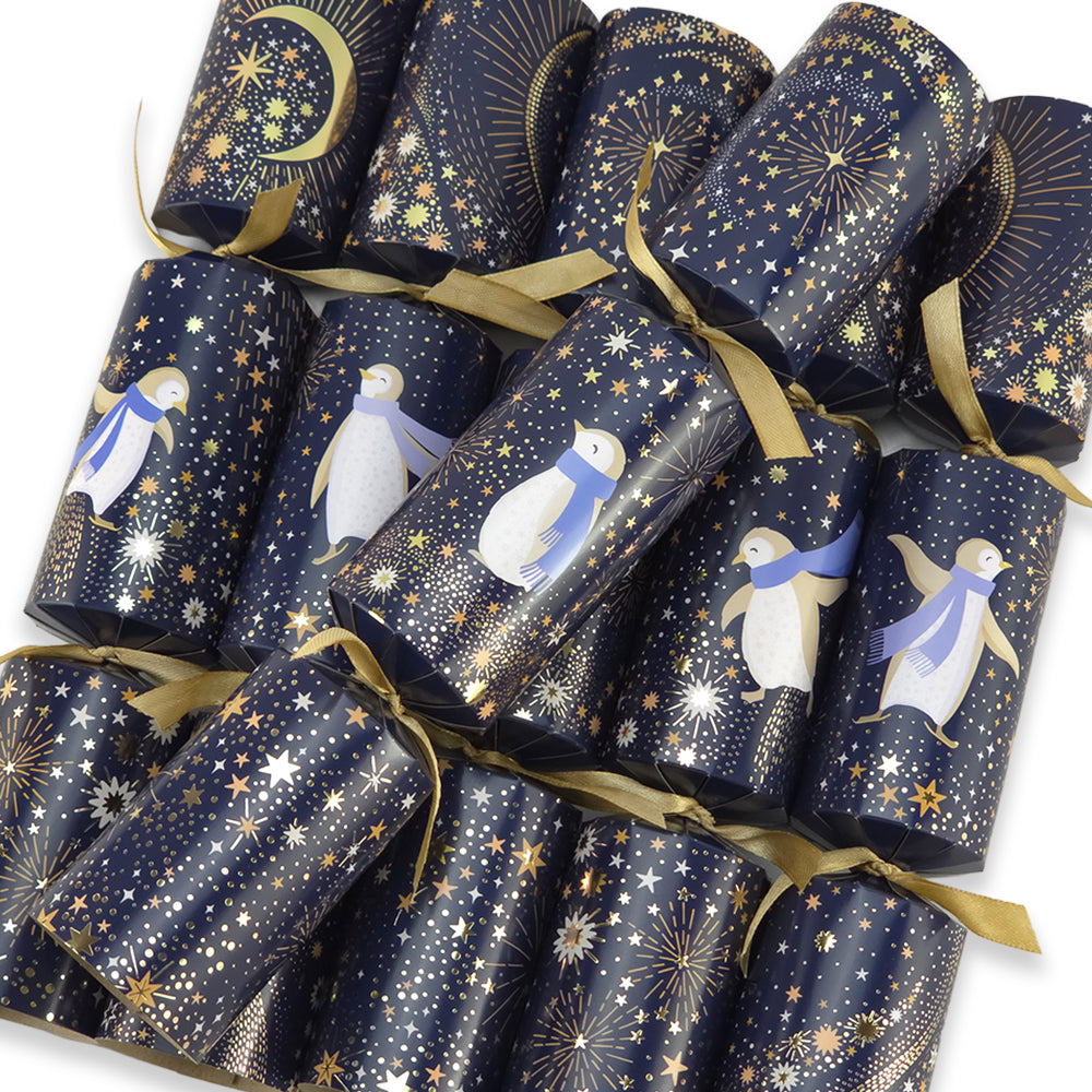 Penguin Sparkle | 6 Sara Miller Christmas Crackers | Plastic Free Gifts