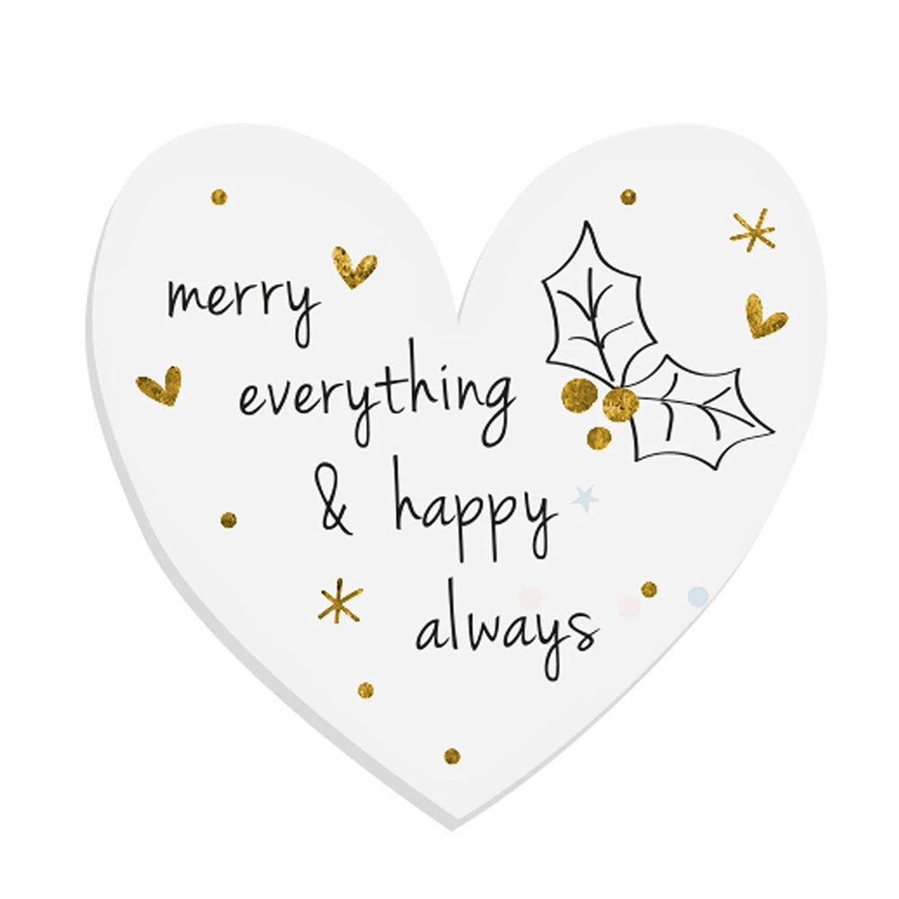 Merry Everything Happy Always | Mini Porcelain Heart Token | Cracker Filler