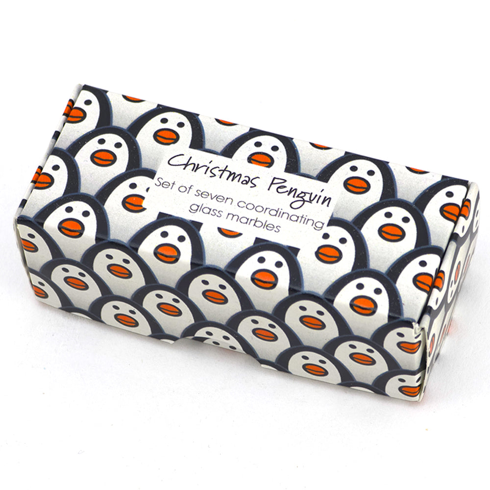 Christmas Penguin | Mini Box of Marbles for Kids | Cracker Filler | Little Gift