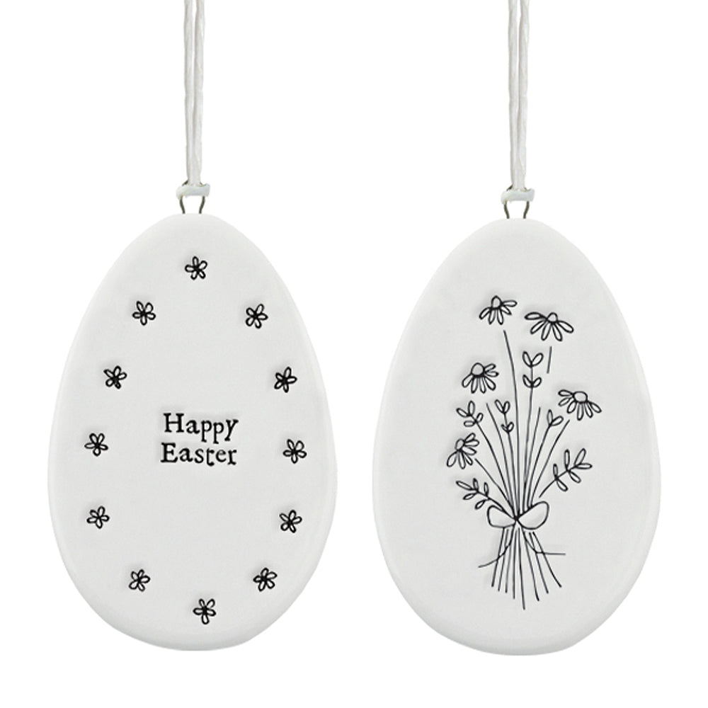 Happy Easter | Flat Porcelain Egg Ornament Hanger| Cracker Filler
