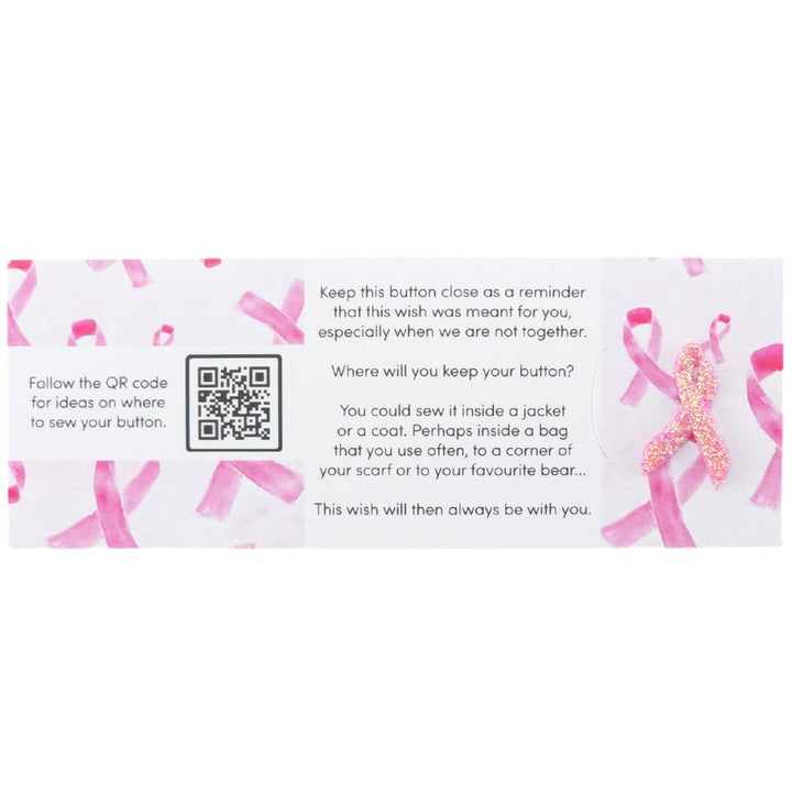 Survivor | Pink Ribbon | Button Wishes Sew On Token | Little Gift | Cracker Filler
