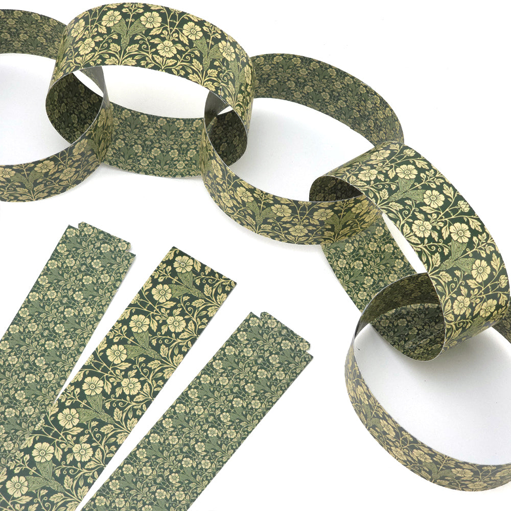30 Reusable Christmas Paper Chains | Sage Florals | No Glue Needed | 2.5m