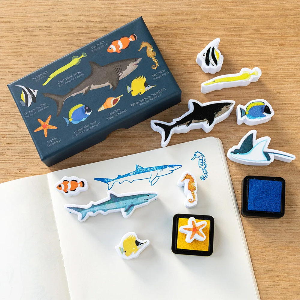 Ocean Animals | Mini Stamps & Inks for Kids | Art & Craft Gift Activity