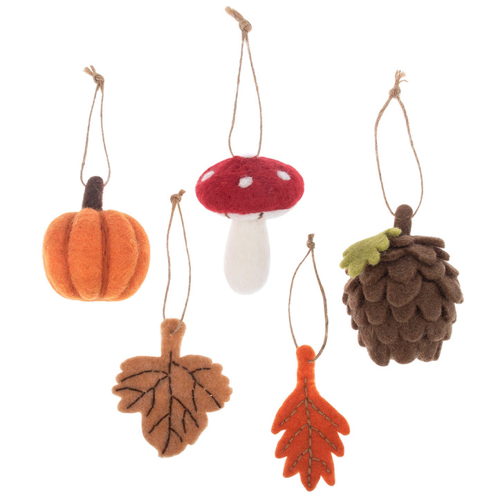 Autumn Hanging Ornaments | Needle Felting Set | Makes 5 | Complete Kit