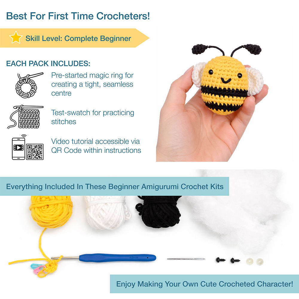 Buzzy Bee | Beginners Amigurumi | Complete Crochet Kit