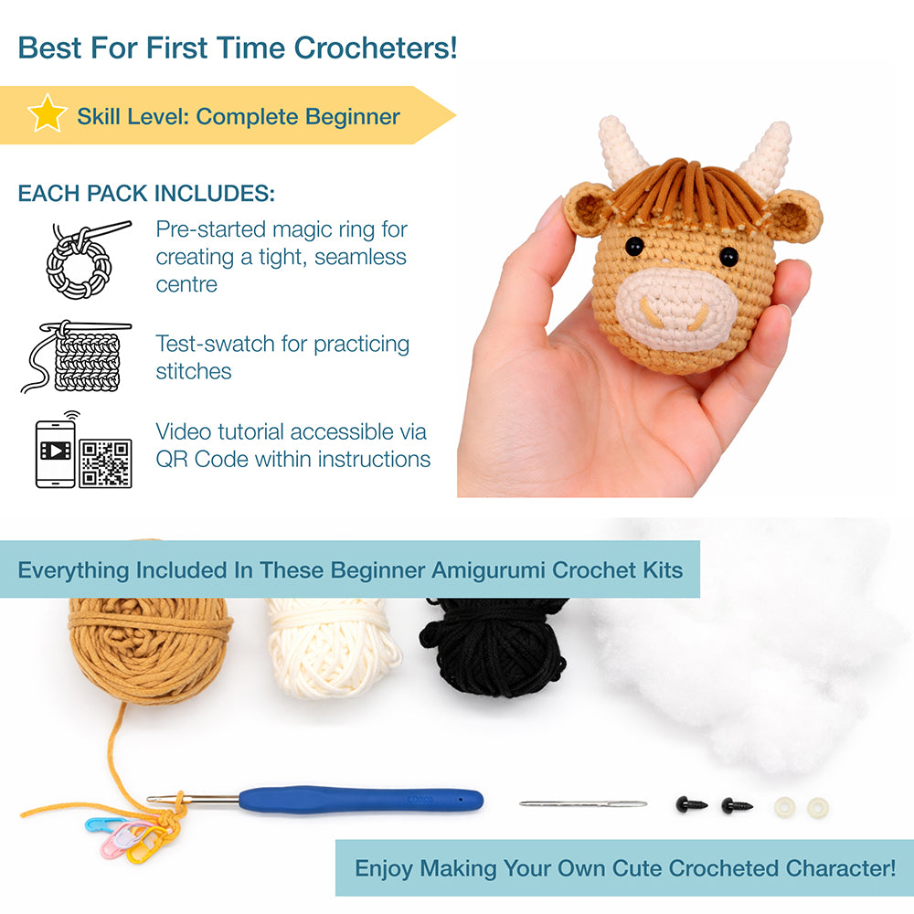 Highland Cow | Beginners Amigurumi | Complete Crochet Kit