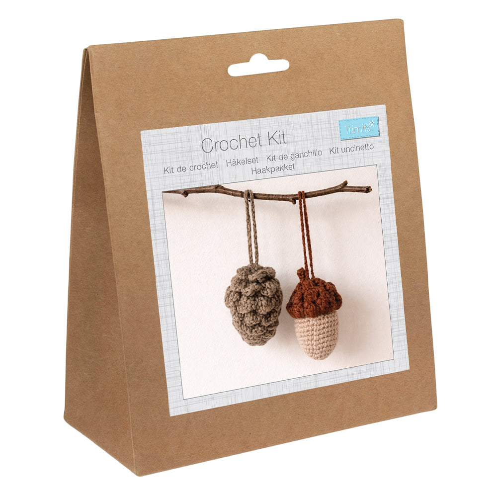 Pinecone &amp; Acorn Ornaments | Complete Crochet Craft Kit | Each 8cm Tall
