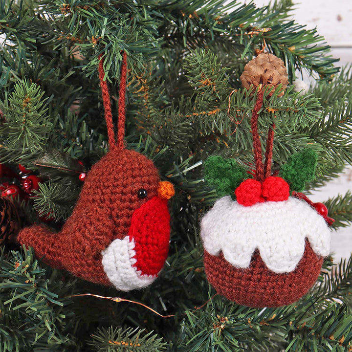 Christmas Pudding &amp; Robin | Amigurumi Complete Crochet Kit