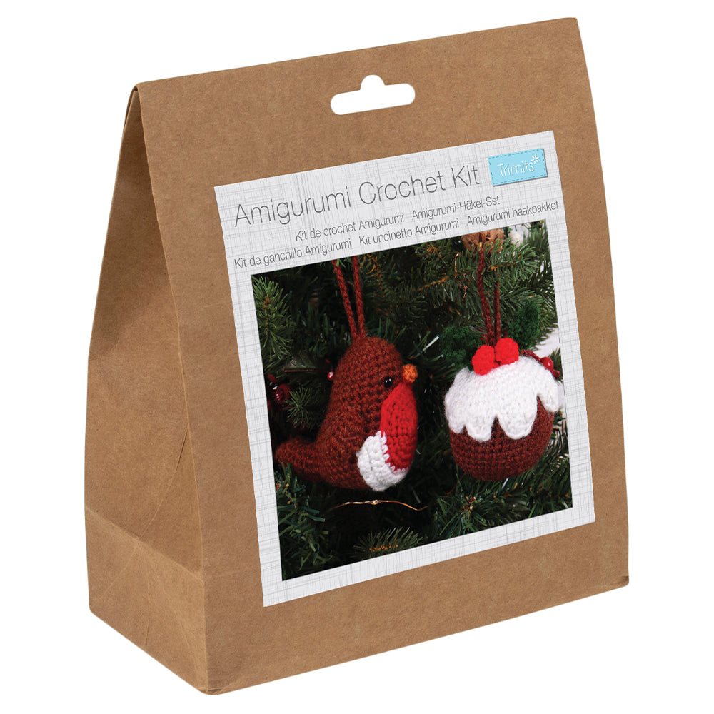 Christmas Pudding &amp; Robin | Amigurumi Complete Crochet Kit
