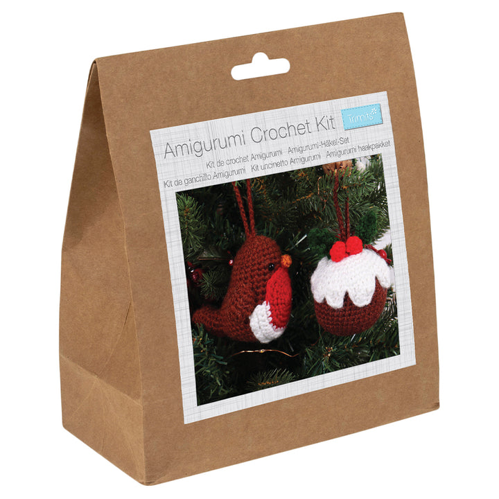 Christmas Pudding &amp; Robin | Amigurumi Complete Crochet Kit