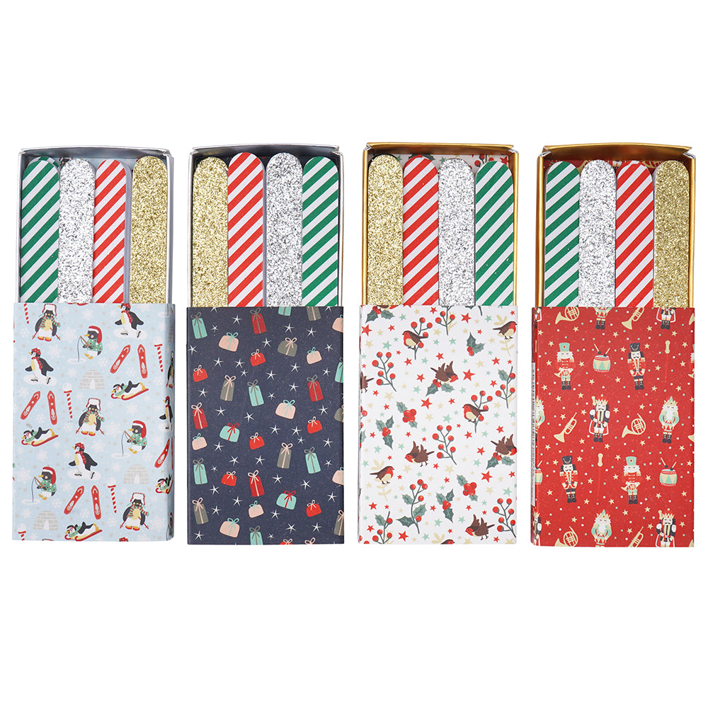 Single 8 Matchbox Style Christmas Themed Mini Nail Files | Cracker Filler | Matchbox Gift