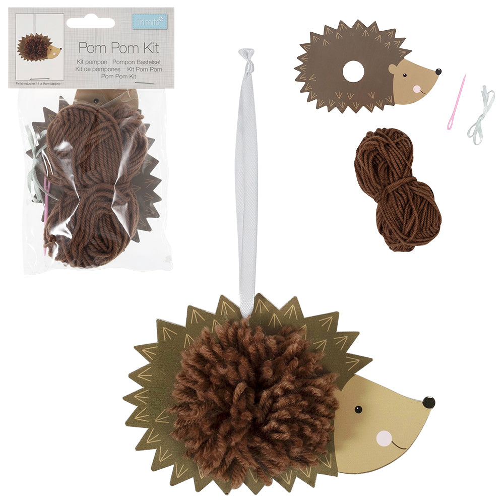 Cute Hedgehog | Kids Pom Pom Hanging Ornament Craft Kit