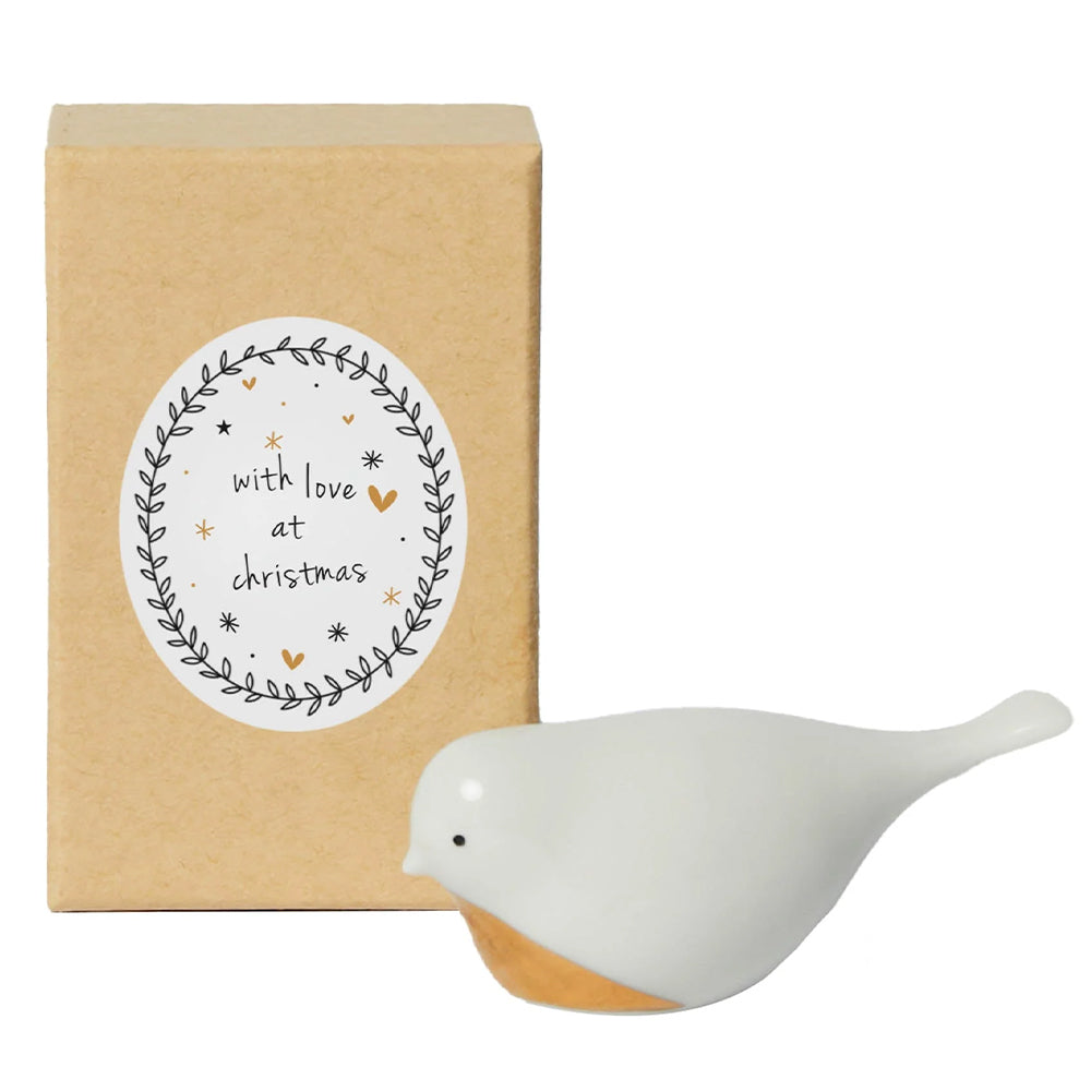 With Love At Christmas | Boxed Porcelain Robin Gift | Cracker Filler