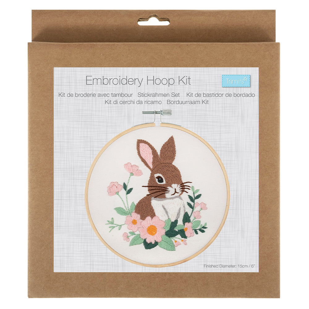 Garden Rabbit | Complete Embroidery Craft Kit with Hoop | 15cm Wide